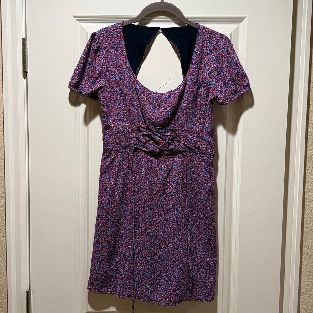 Abercrombie & Fitch Purple Ditsy Floral Backless Corset Dress size XS - Picture 8 of 16